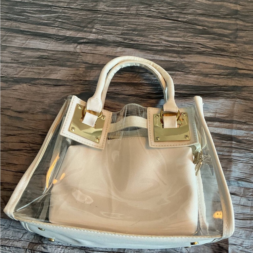 Transparent and Cream Women's Handbag